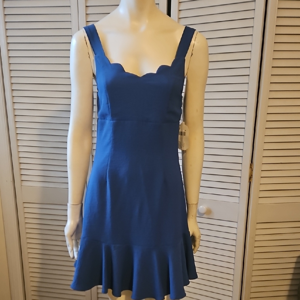 Altar'd State Royal Blue Scalloped Mini Dress
